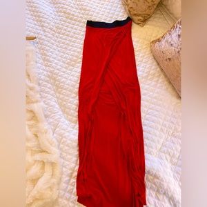 Michele Mason Red Side Slit Skirt Size Petite
